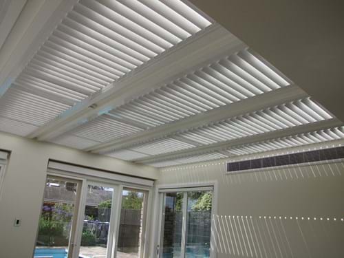 Galleria-like Atrium Louvre Blade Shutter Panel Screening by Bayside Privacy Screens